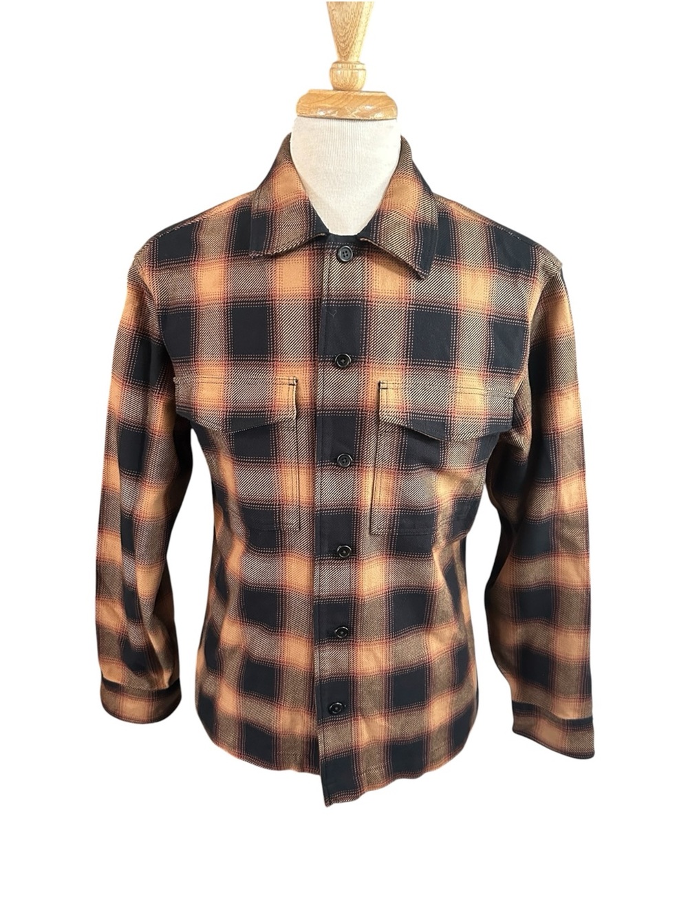 Rodd & Gunn Plaid Mens Long Sleeve Button Flannel Shirt Brown Black Orange Sz M